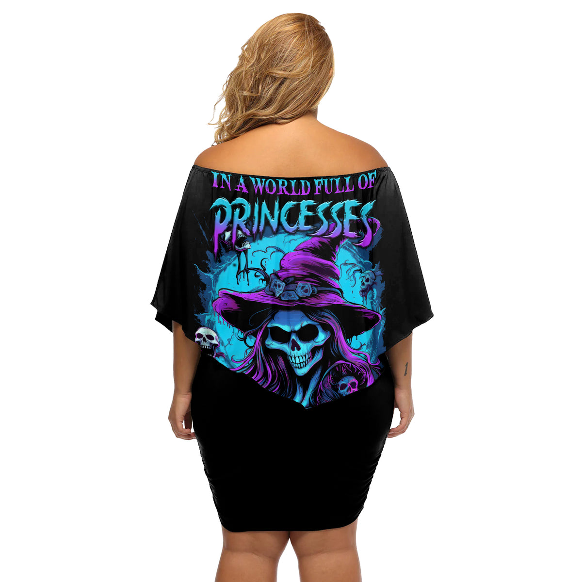 In A World Full Of Princesses Be A Witch Halloween Off Shoulder Short Dress - Wonder Print Shop
