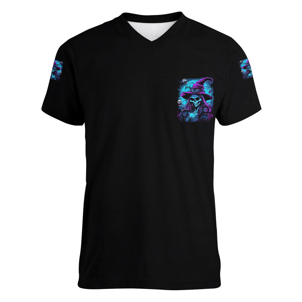 In A World Full Of Princesses Be A Witch Halloween Women V Neck T Shirt - Wonder Print Shop