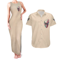 Fresh Out Of F Watercolor Skull Couples Matching Tank Maxi Dress and Hawaiian Shirt - Wonder Print Shop