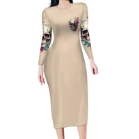 Fresh Out Of F Watercolor Skull Family Matching Long Sleeve Bodycon Dress and Hawaiian Shirt - Wonder Print Shop