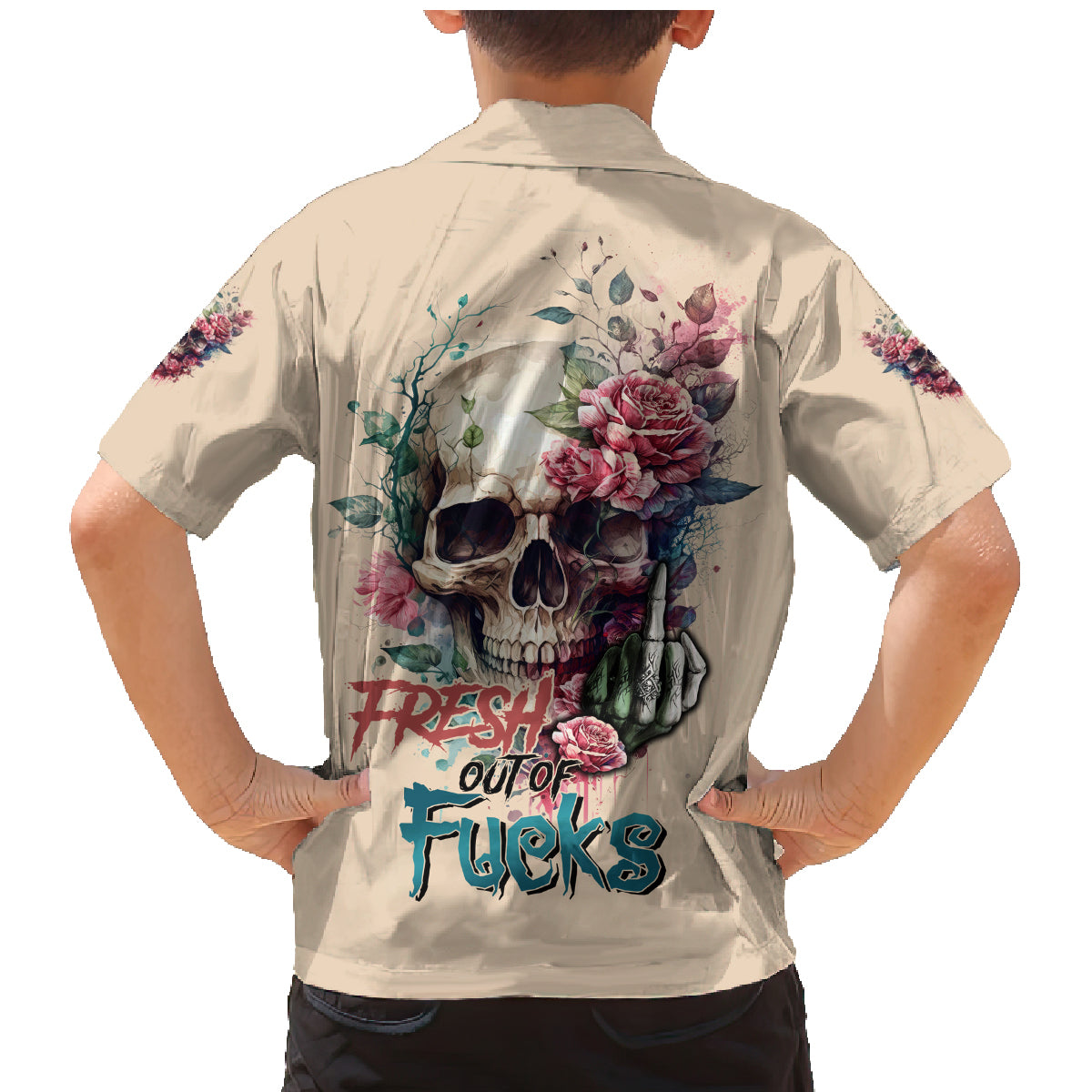 Fresh Out Of F Watercolor Skull Family Matching Mermaid Dress and Hawaiian Shirt - Wonder Print Shop