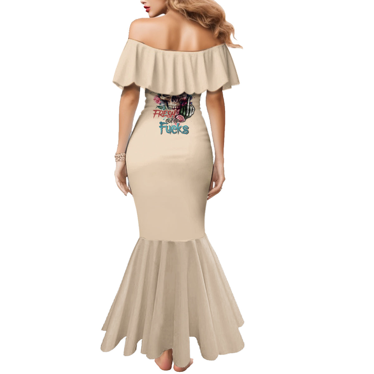 Fresh Out Of F Watercolor Skull Family Matching Mermaid Dress and Hawaiian Shirt - Wonder Print Shop