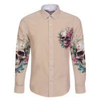 Fresh Out Of F Watercolor Skull Family Matching Off Shoulder Long Sleeve Dress and Hawaiian Shirt - Wonder Print Shop