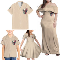 Fresh Out Of F Watercolor Skull Family Matching Off Shoulder Maxi Dress and Hawaiian Shirt - Wonder Print Shop