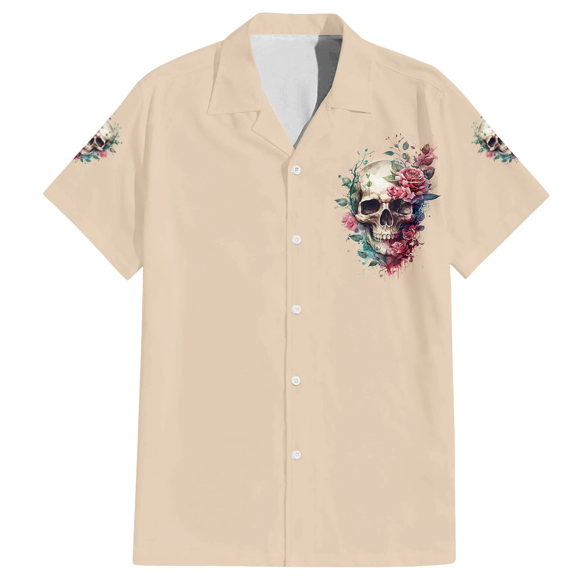 Fresh Out Of F Watercolor Skull Family Matching Off Shoulder Short Dress and Hawaiian Shirt - Wonder Print Shop