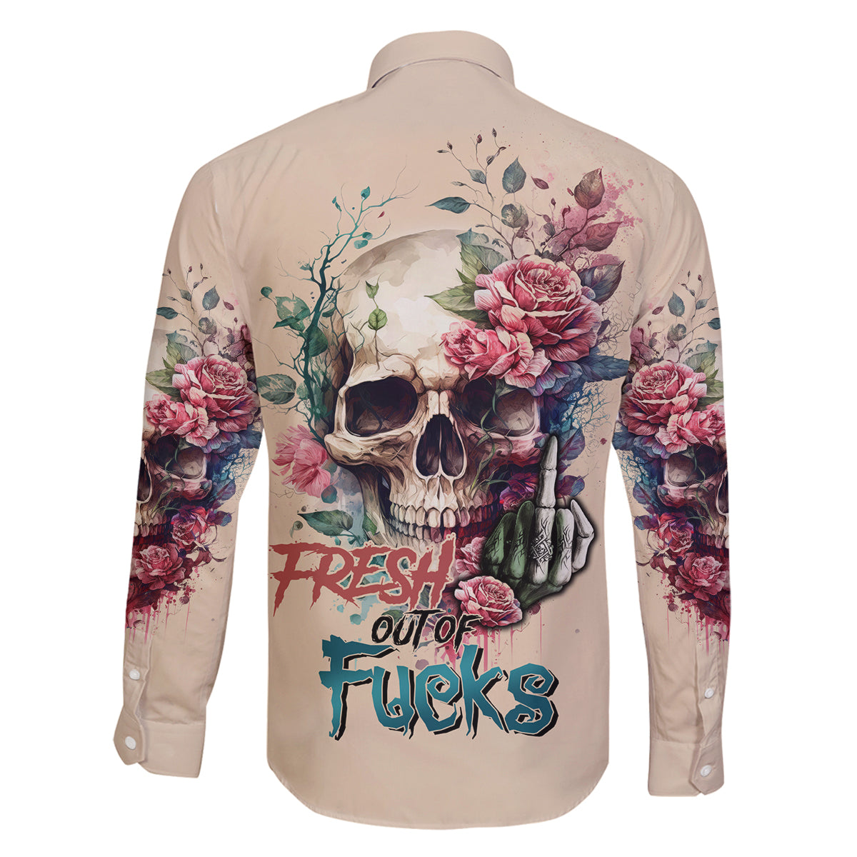 Fresh Out Of F Watercolor Skull Family Matching Off Shoulder Short Dress and Hawaiian Shirt - Wonder Print Shop