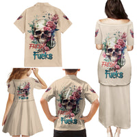 Fresh Out Of F Watercolor Skull Family Matching Puletasi Dress and Hawaiian Shirt - Wonder Print Shop