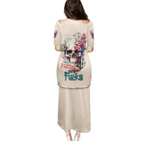 Fresh Out Of F Watercolor Skull Family Matching Puletasi Dress and Hawaiian Shirt - Wonder Print Shop