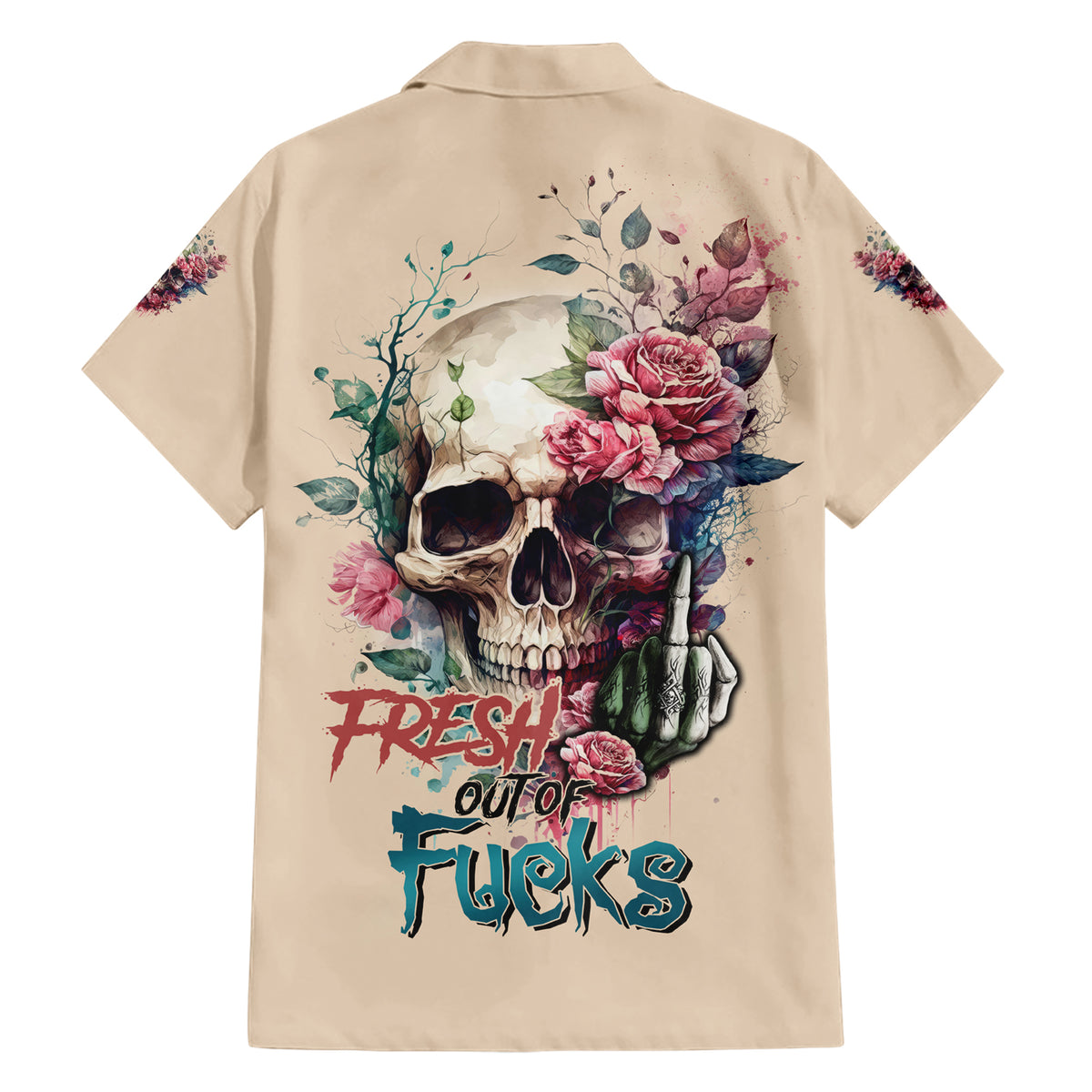 Fresh Out Of F Watercolor Skull Family Matching Short Sleeve Bodycon Dress and Hawaiian Shirt - Wonder Print Shop