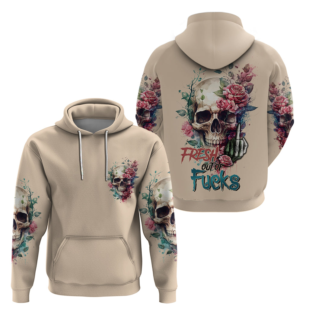 Fresh Out Of F Watercolor Skull Hoodie - Wonder Print Shop