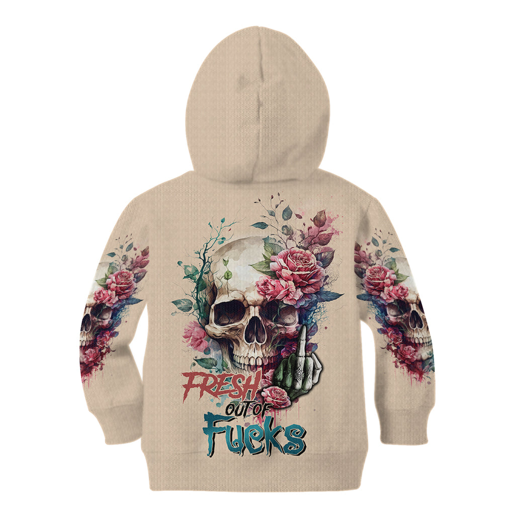Fresh Out Of F Watercolor Skull Kid Hoodie - Wonder Print Shop