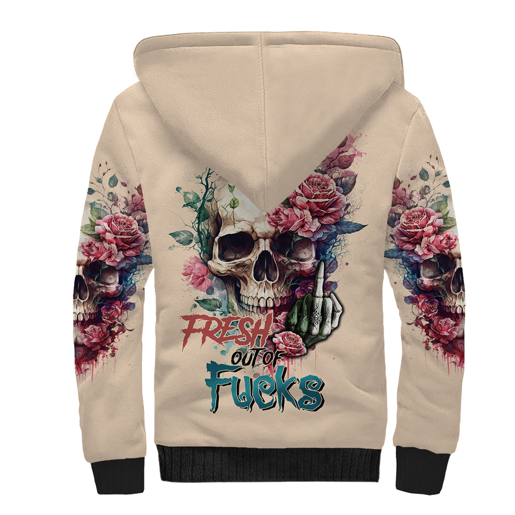 Fresh Out Of F Watercolor Skull Sherpa Hoodie - Wonder Print Shop