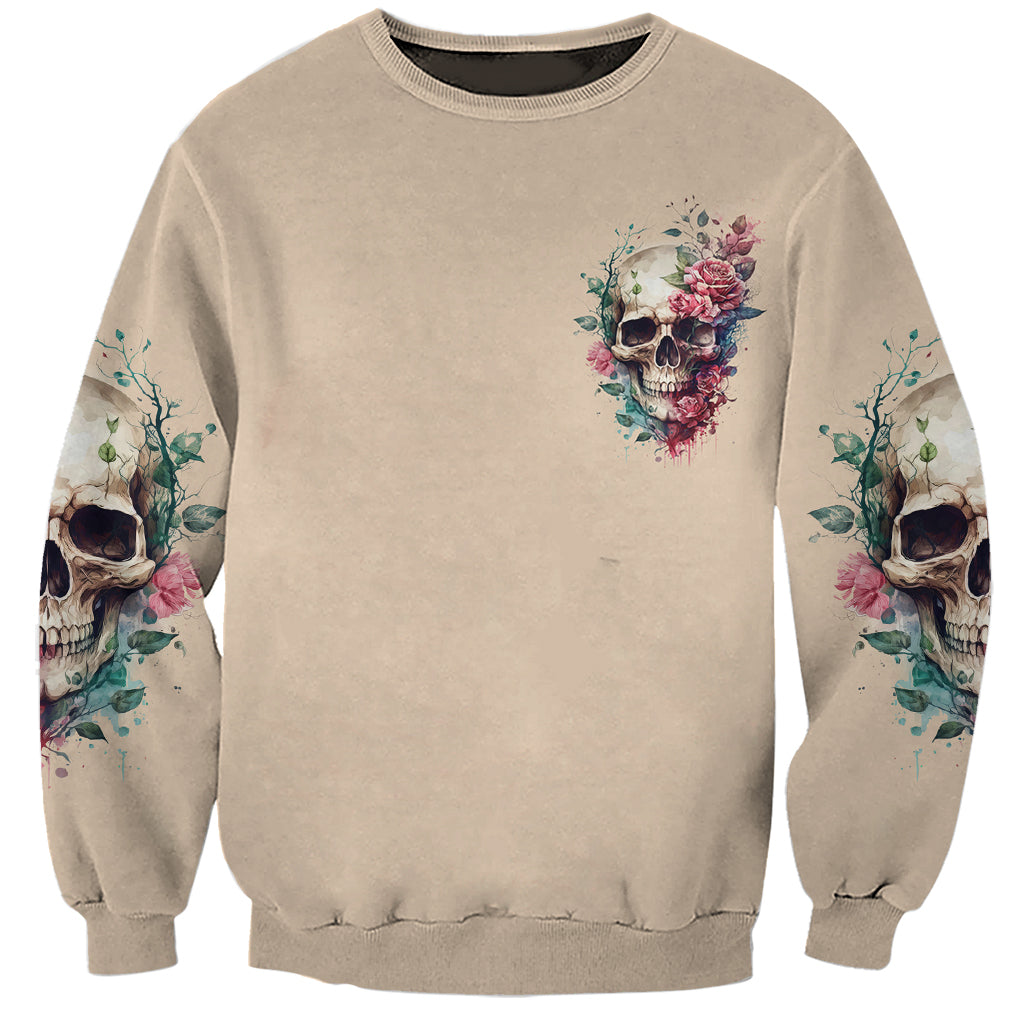 Fresh Out Of F Watercolor Skull Sweatshirt - Wonder Print Shop
