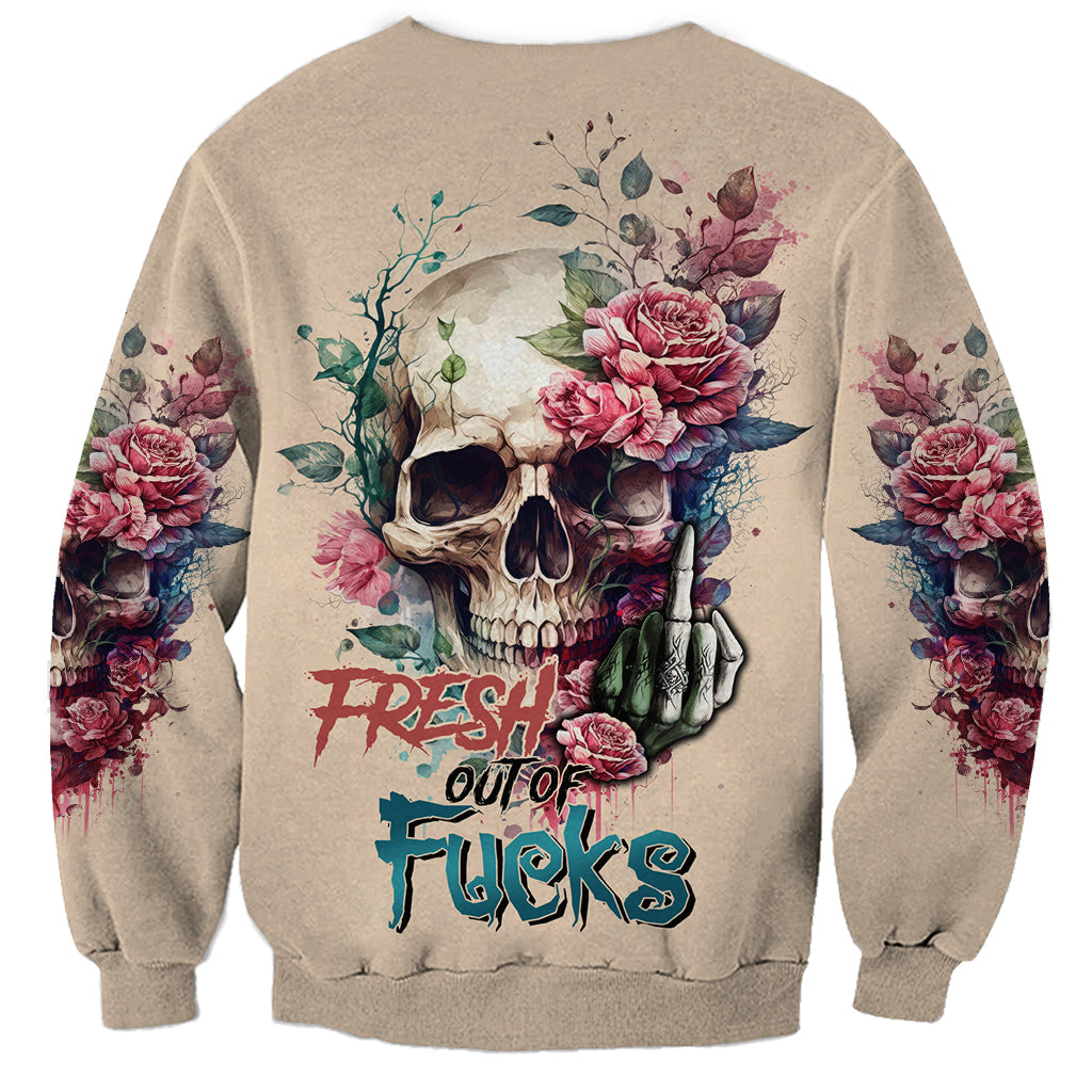 Fresh Out Of F Watercolor Skull Sweatshirt - Wonder Print Shop