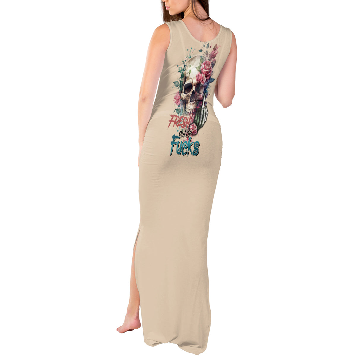 Fresh Out Of F Watercolor Skull Tank Maxi Dress - Wonder Print Shop