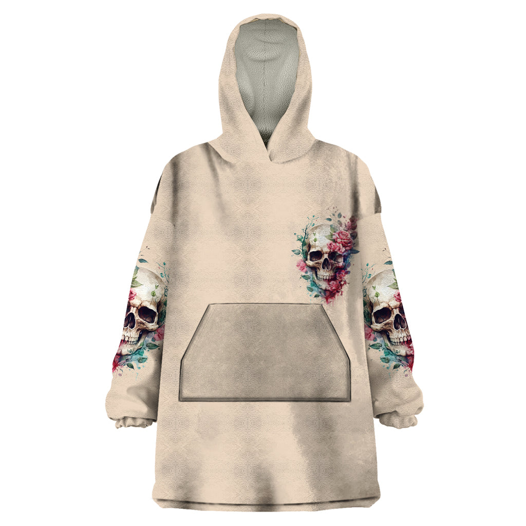 Fresh Out Of F Watercolor Skull Wearable Blanket Hoodie - Wonder Print Shop