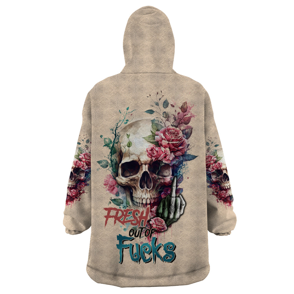 Fresh Out Of F Watercolor Skull Wearable Blanket Hoodie - Wonder Print Shop