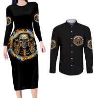 Now I Lay Me Down To Sleep Couples Matching Long Sleeve Bodycon Dress and Long Sleeve Button Shirt - Wonder Print Shop
