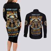 Now I Lay Me Down To Sleep Couples Matching Long Sleeve Bodycon Dress and Long Sleeve Button Shirt - Wonder Print Shop