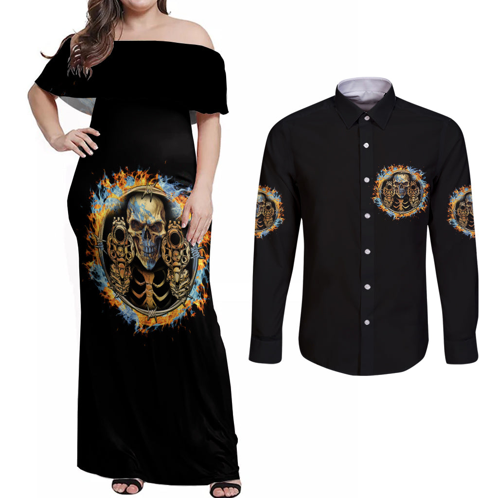 Now I Lay Me Down To Sleep Couples Matching Off Shoulder Maxi Dress and Long Sleeve Button Shirt - Wonder Print Shop