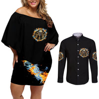 Now I Lay Me Down To Sleep Couples Matching Off Shoulder Short Dress and Long Sleeve Button Shirt - Wonder Print Shop