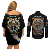 Now I Lay Me Down To Sleep Couples Matching Off Shoulder Short Dress and Long Sleeve Button Shirt - Wonder Print Shop