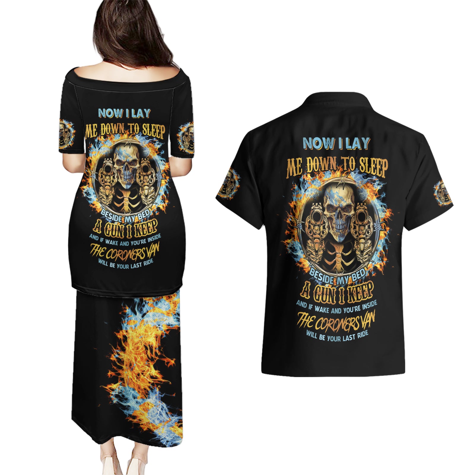 Now I Lay Me Down To Sleep Couples Matching Puletasi Dress and Hawaiian Shirt - Wonder Print Shop