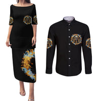 Now I Lay Me Down To Sleep Couples Matching Puletasi Dress and Long Sleeve Button Shirt - Wonder Print Shop