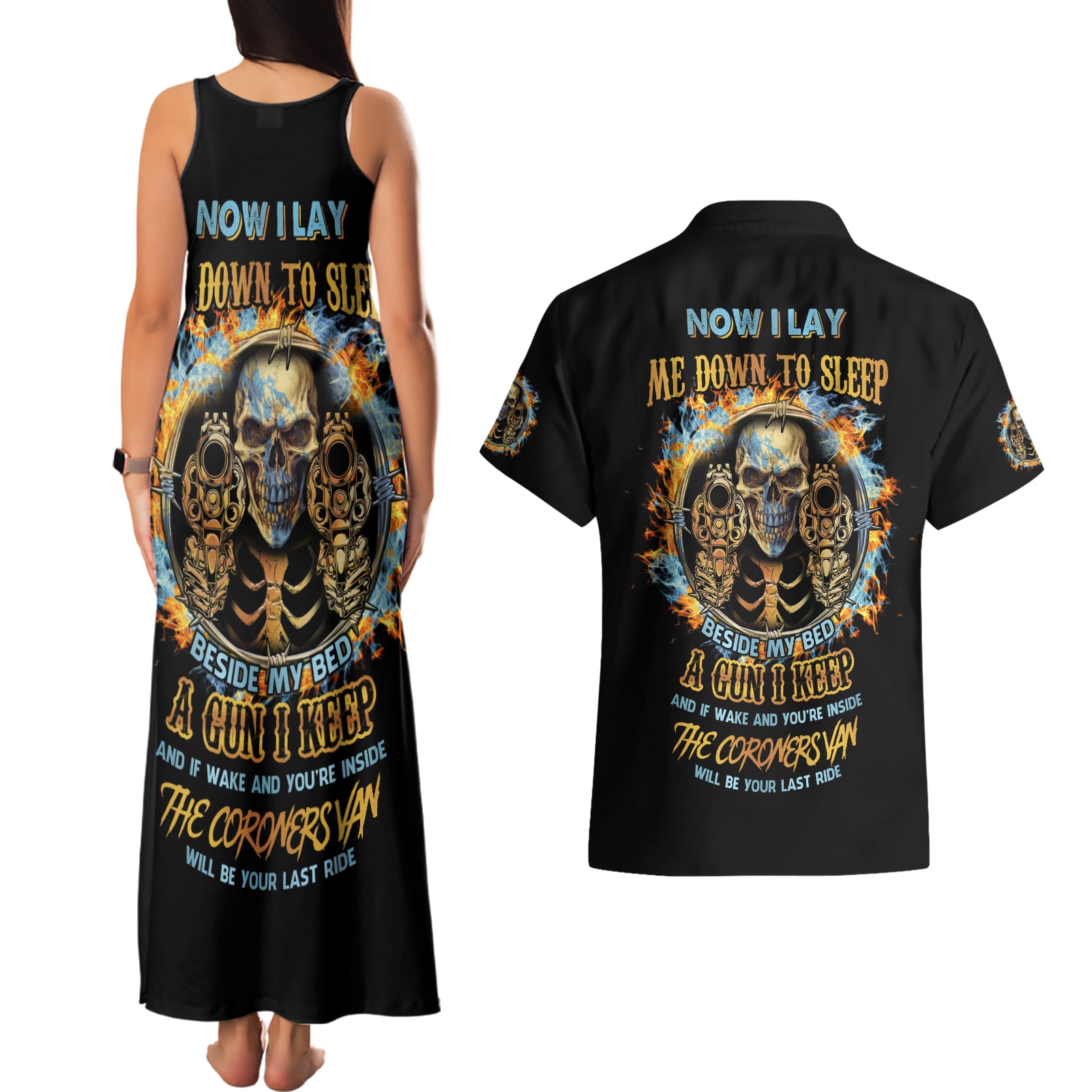 Now I Lay Me Down To Sleep Couples Matching Tank Maxi Dress and Hawaiian Shirt - Wonder Print Shop