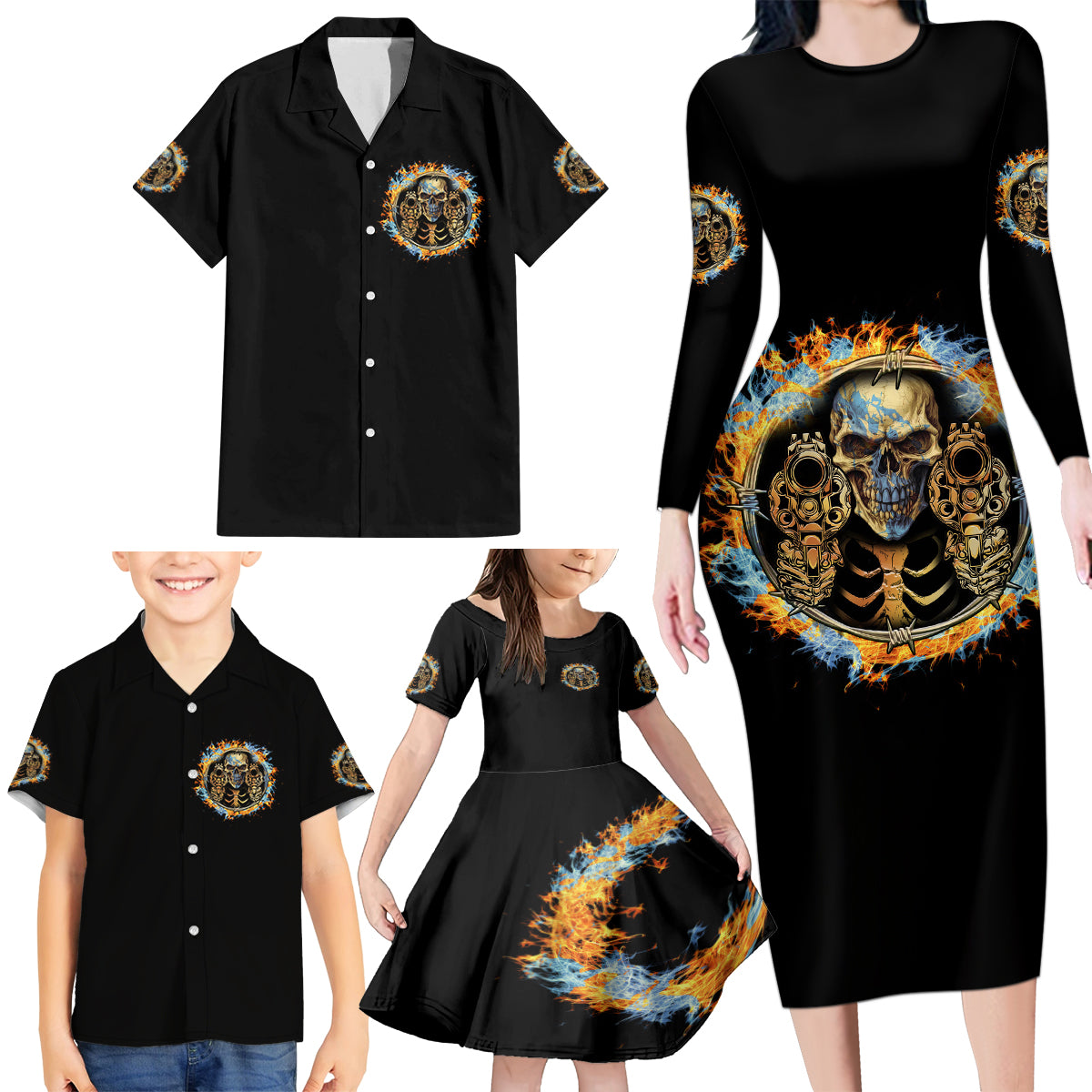 Now I Lay Me Down To Sleep Family Matching Long Sleeve Bodycon Dress and Hawaiian Shirt - Wonder Print Shop