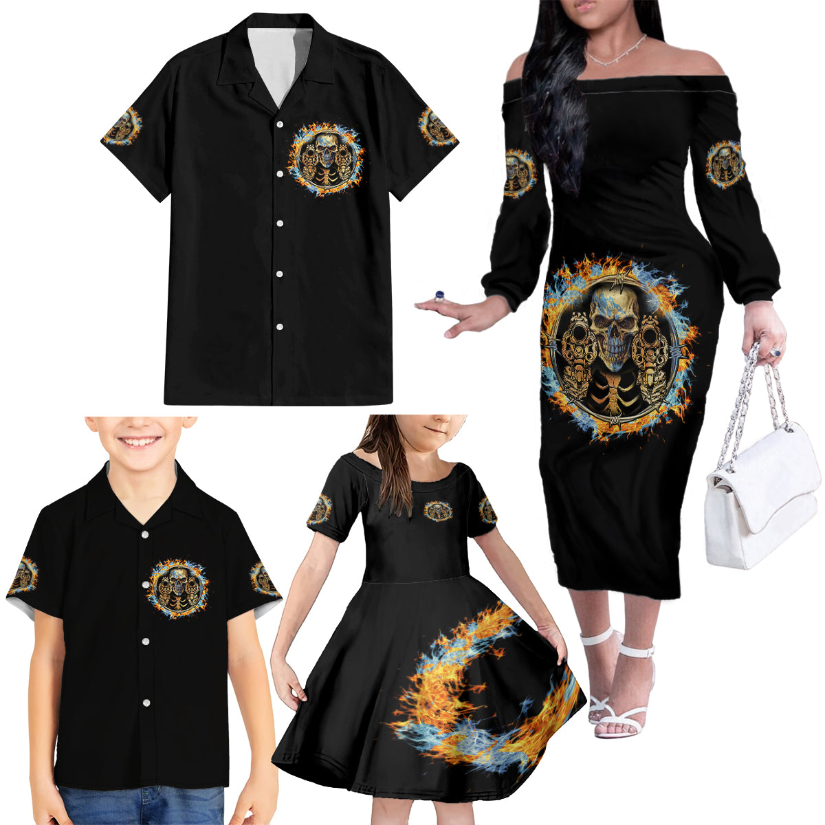 Now I Lay Me Down To Sleep Family Matching Off Shoulder Long Sleeve Dress and Hawaiian Shirt - Wonder Print Shop