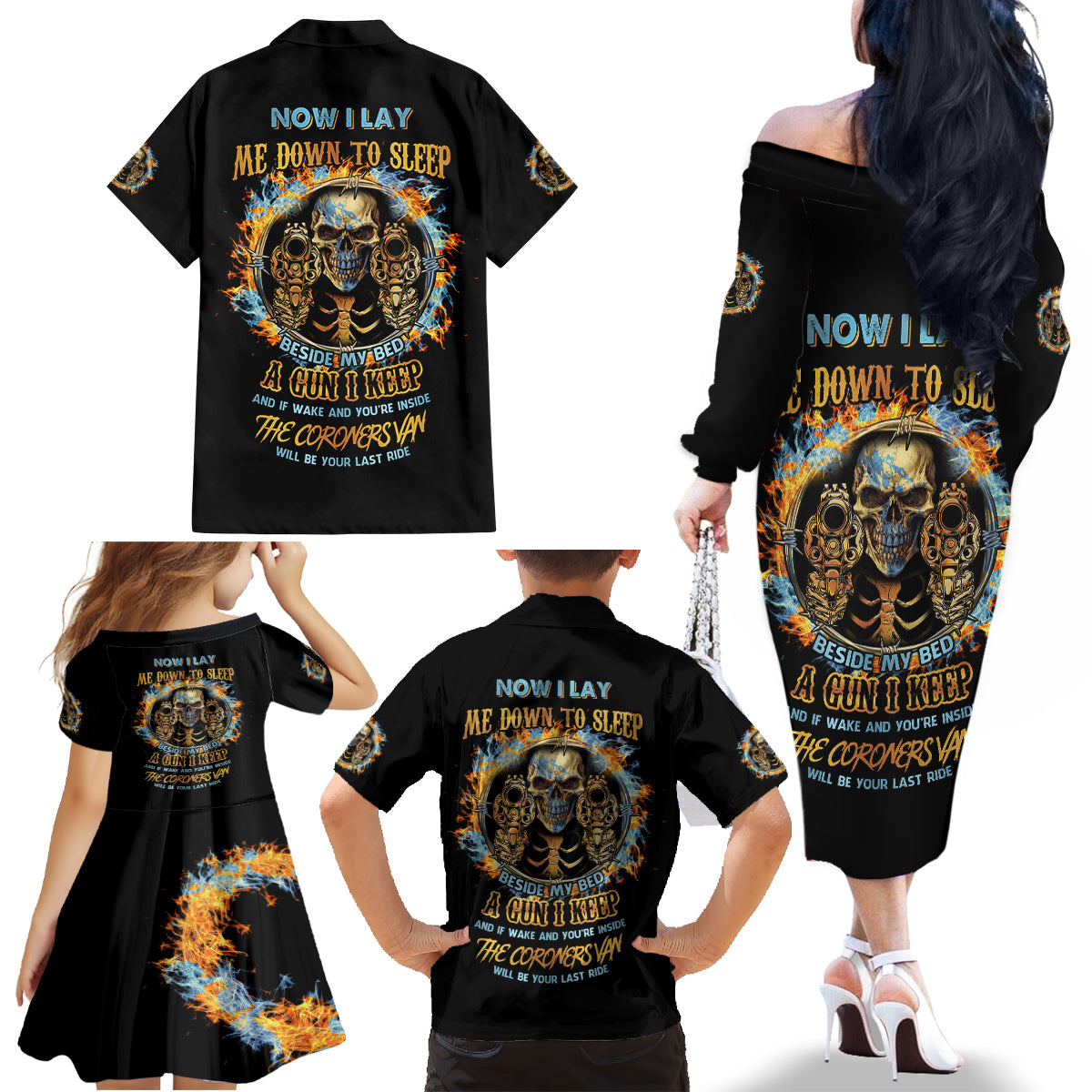 Now I Lay Me Down To Sleep Family Matching Off Shoulder Long Sleeve Dress and Hawaiian Shirt - Wonder Print Shop