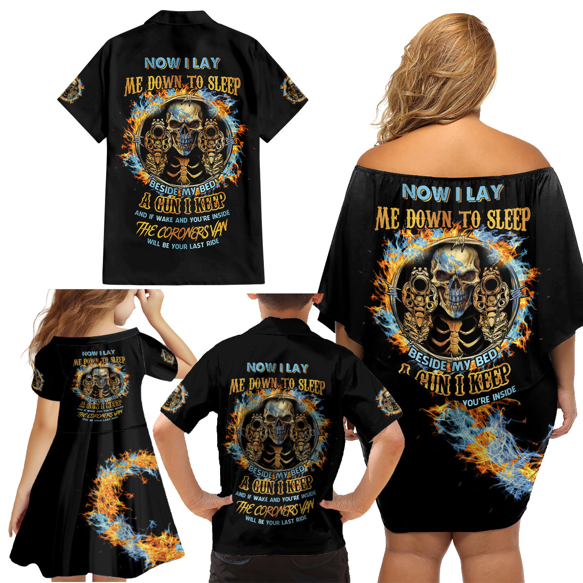 Now I Lay Me Down To Sleep Family Matching Off Shoulder Short Dress and Hawaiian Shirt - Wonder Print Shop