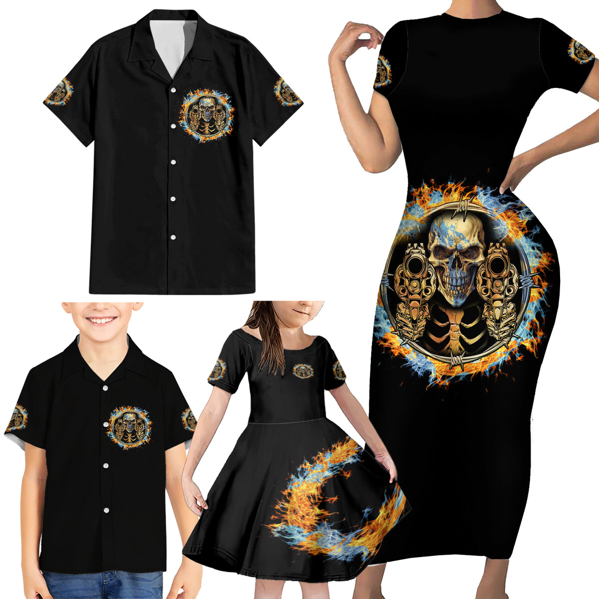 Now I Lay Me Down To Sleep Family Matching Short Sleeve Bodycon Dress and Hawaiian Shirt - Wonder Print Shop