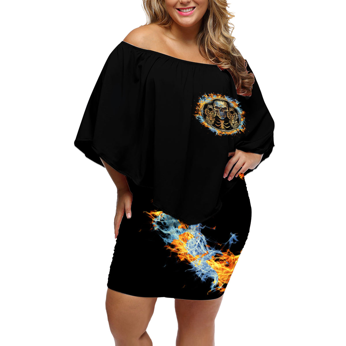 Now I Lay Me Down To Sleep Off Shoulder Short Dress - Wonder Print Shop