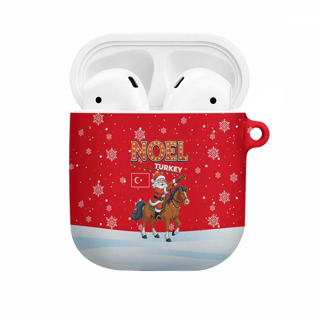Turkey Christmas AirPods Case with Santa on Horse Red Snowflake Pattern and Crescent Star - Wonder Print Shop