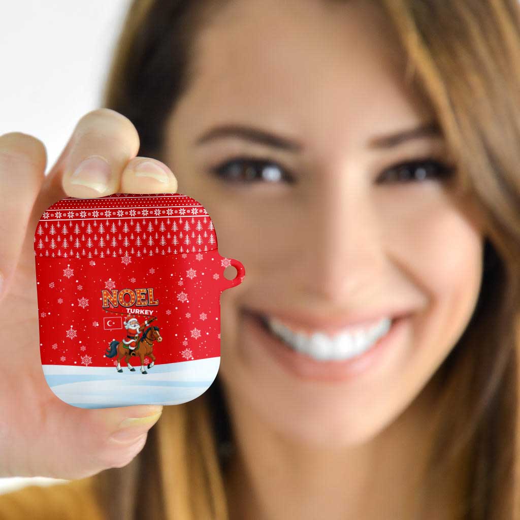Turkey Christmas AirPods Case with Santa on Horse Red Snowflake Pattern and Crescent Star - Wonder Print Shop