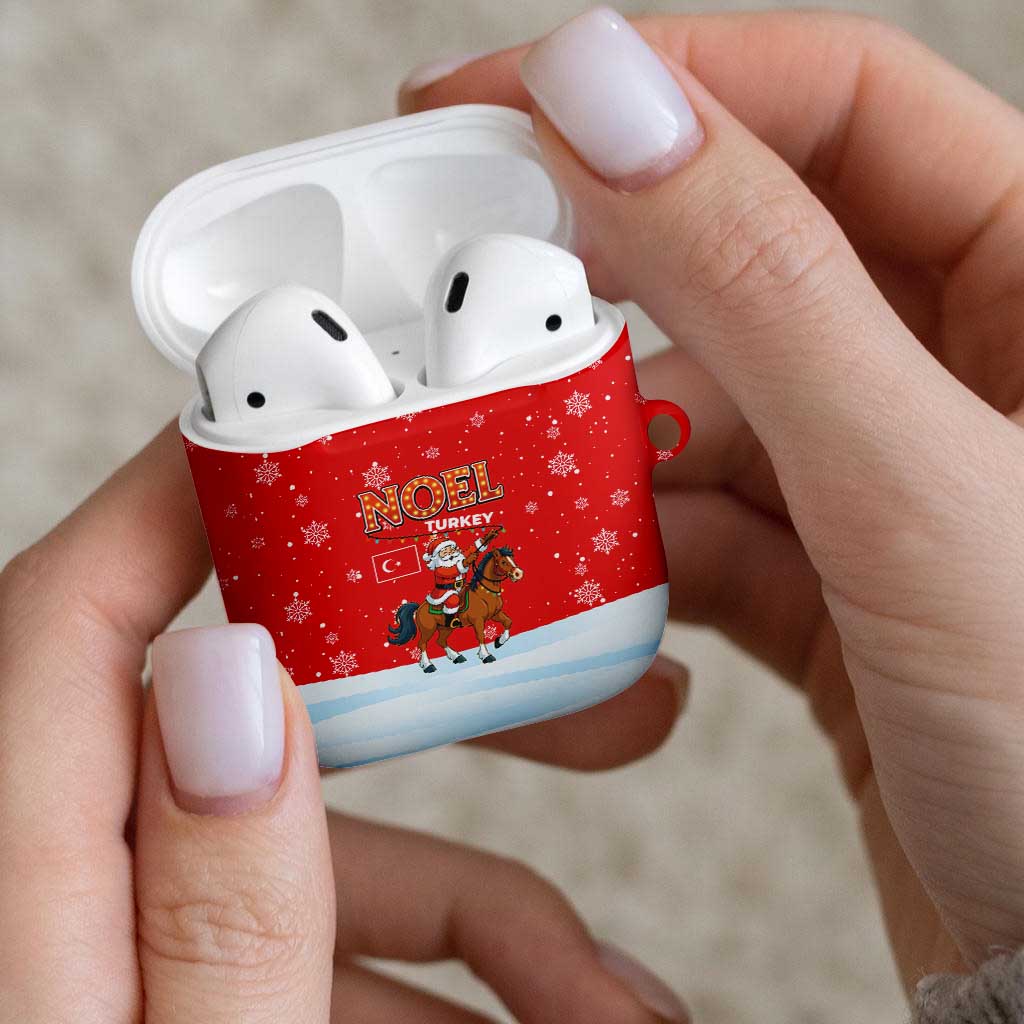 Turkey Christmas AirPods Case with Santa on Horse Red Snowflake Pattern and Crescent Star - Wonder Print Shop