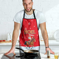 Turkey Christmas Apron with Santa on Horse Red Snowflake Pattern and Crescent Star - Wonder Print Shop