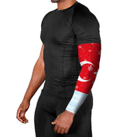 Turkey Christmas Arm Sleeves with Santa on Horse Red Snowflake Pattern and Crescent Star - Wonder Print Shop
