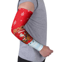 Turkey Christmas Arm Sleeves with Santa on Horse Red Snowflake Pattern and Crescent Star - Wonder Print Shop