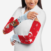 Turkey Christmas Arm Sleeves with Santa on Horse Red Snowflake Pattern and Crescent Star - Wonder Print Shop