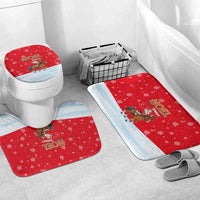 Turkey Christmas Bathroom Set with Santa on Horse Red Snowflake Pattern and Crescent Star - Wonder Print Shop