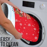 Turkey Christmas Bathroom Set with Santa on Horse Red Snowflake Pattern and Crescent Star - Wonder Print Shop