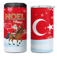 Turkey Christmas 4 in 1 Can Cooler Tumbler with Santa on Horse Red Snowflake Pattern and Crescent Star - Wonder Print Shop