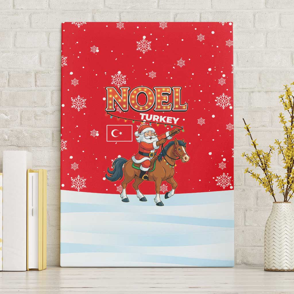 Turkey Christmas Canvas Wall Art with Santa on Horse Red Snowflake Pattern and Crescent Star - Wonder Print Shop