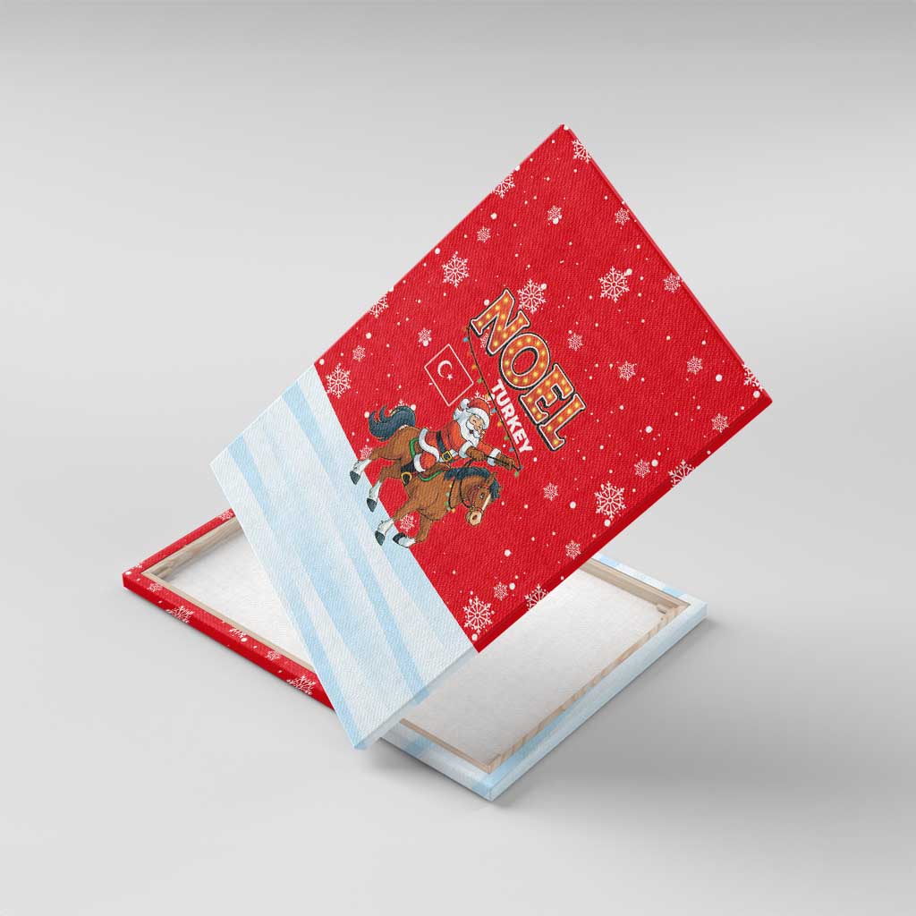 Turkey Christmas Canvas Wall Art with Santa on Horse Red Snowflake Pattern and Crescent Star - Wonder Print Shop