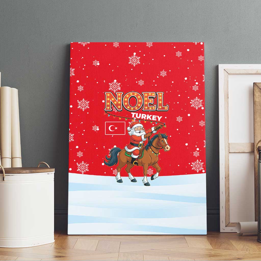Turkey Christmas Canvas Wall Art with Santa on Horse Red Snowflake Pattern and Crescent Star - Wonder Print Shop