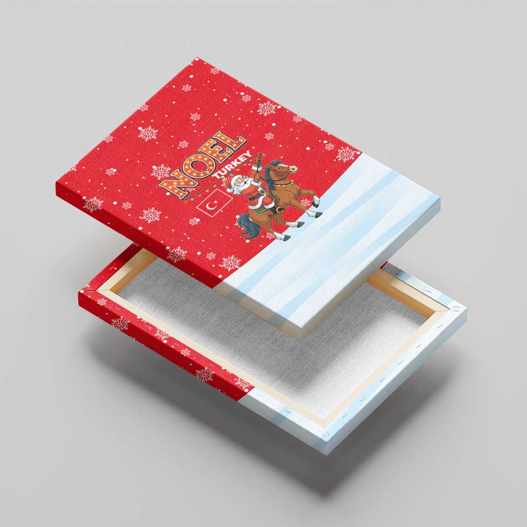 Turkey Christmas Canvas Wall Art with Santa on Horse Red Snowflake Pattern and Crescent Star - Wonder Print Shop