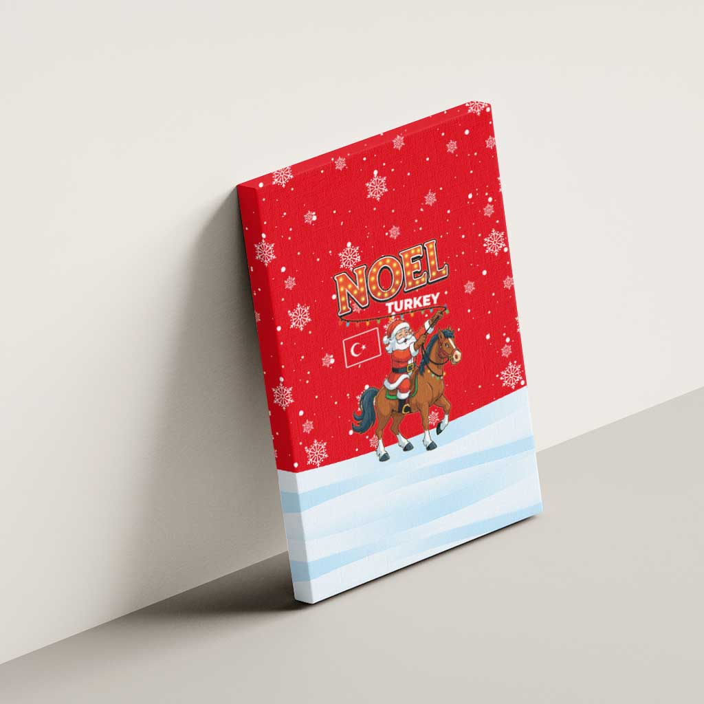 Turkey Christmas Canvas Wall Art with Santa on Horse Red Snowflake Pattern and Crescent Star - Wonder Print Shop